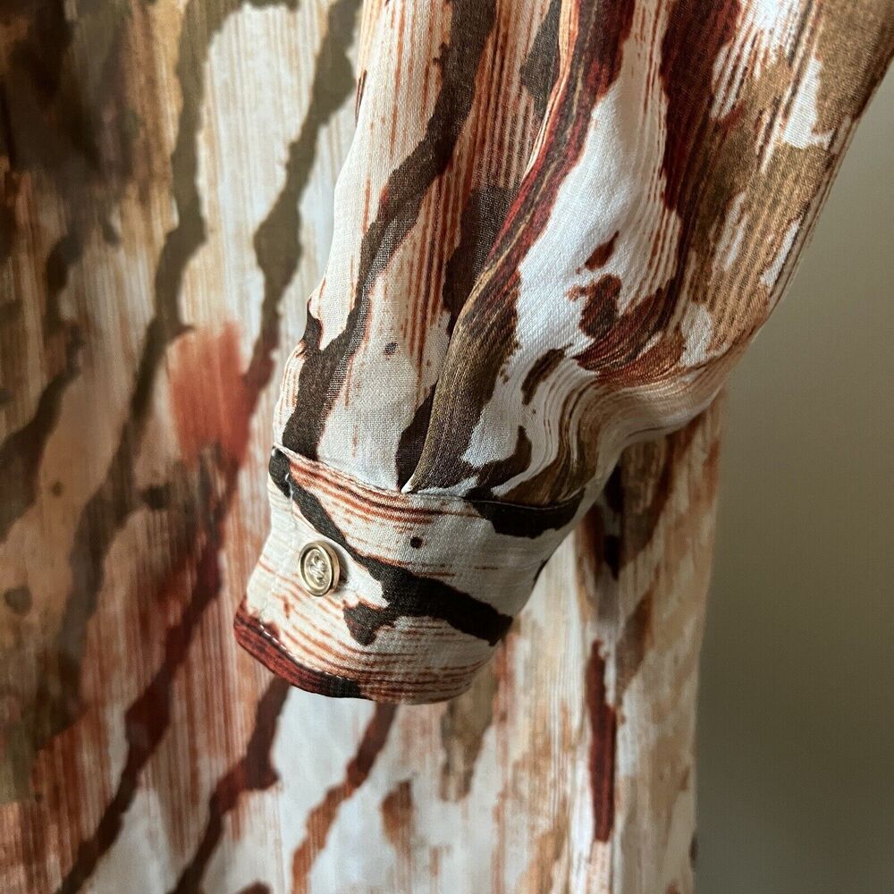 Chico's 0 Joceline Top Long Sleeve Shirt Button Sequin Collar Zebra Animal Chic - Picture 7 of 12